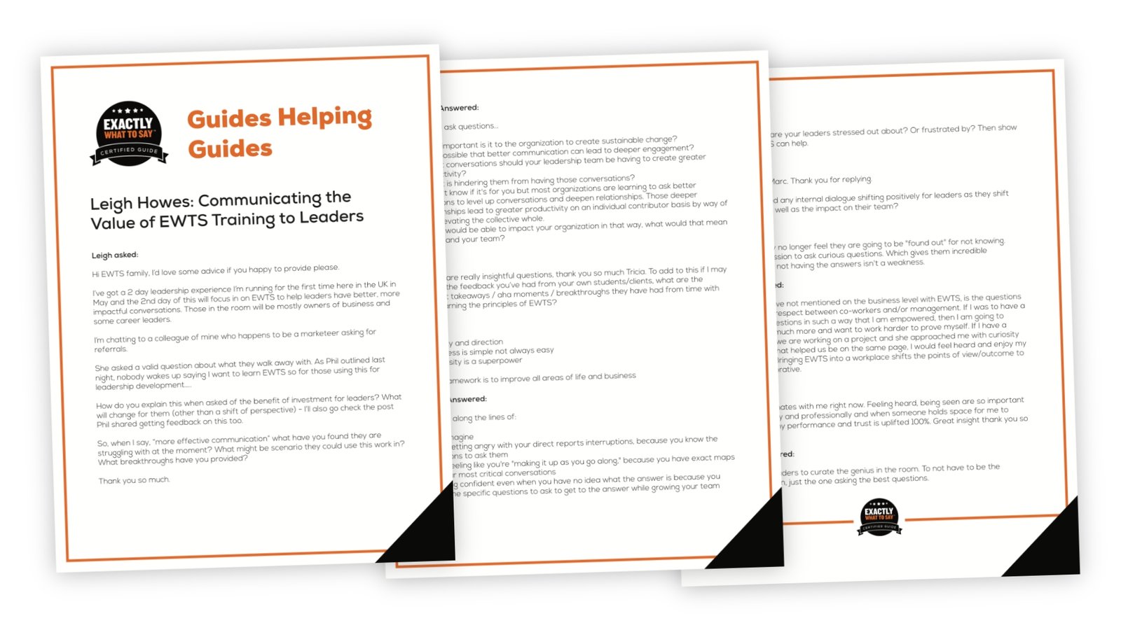 Guides Helping Guides - Exactly What to Say